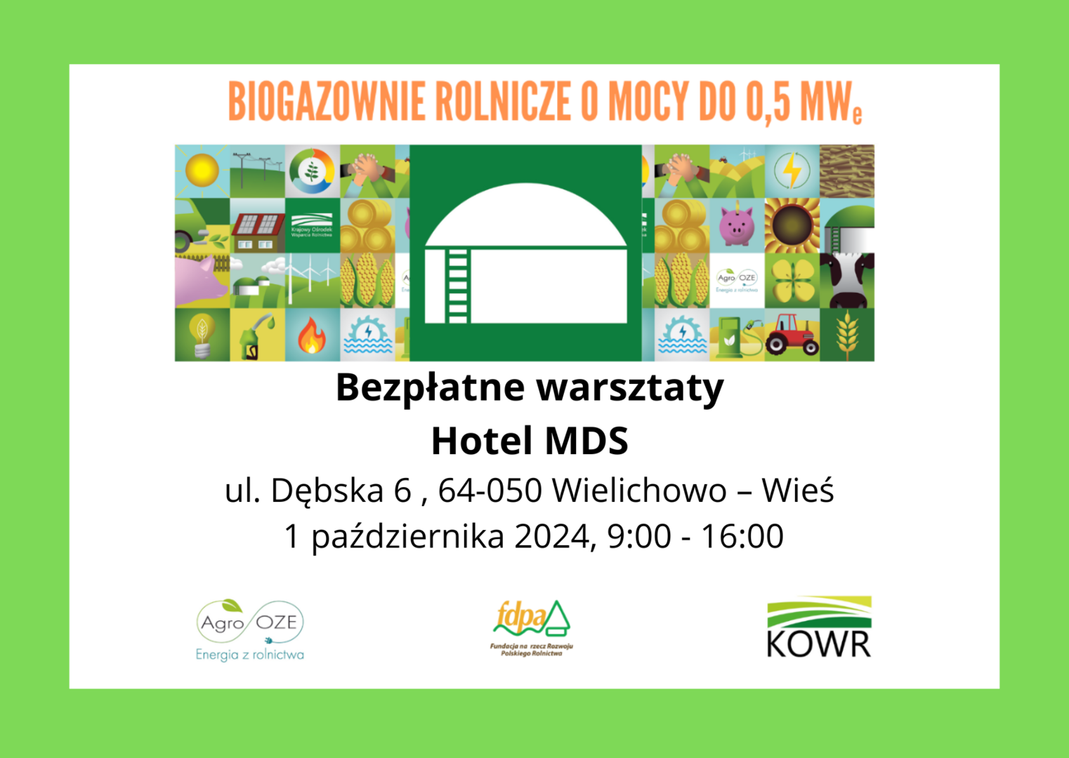 Zaproszenie na bezpłatne warsztaty z zakresu biogazowni rolniczych