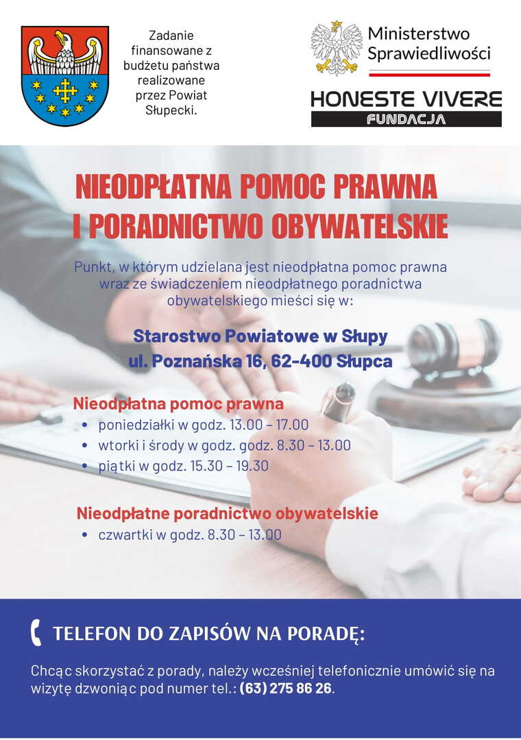 INFORMACJA - NIEODPŁATNA POMOC PRAWNA I PORADNICTWO OBYWATELSKIE