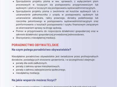 INFORMACJA - NIEODPŁATNA POMOC PRAWNA I PORADNICTWO OBYWATELSKIE