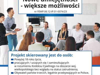 Informacja dotycząca projektu „Nowe umiejętności-większe możliwości”