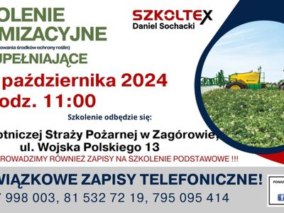 INFORMACJA O SZKOLENIU W ZAKRESIE STOSOWANIA ŚRODKÓW OCHRONY ROŚLIN