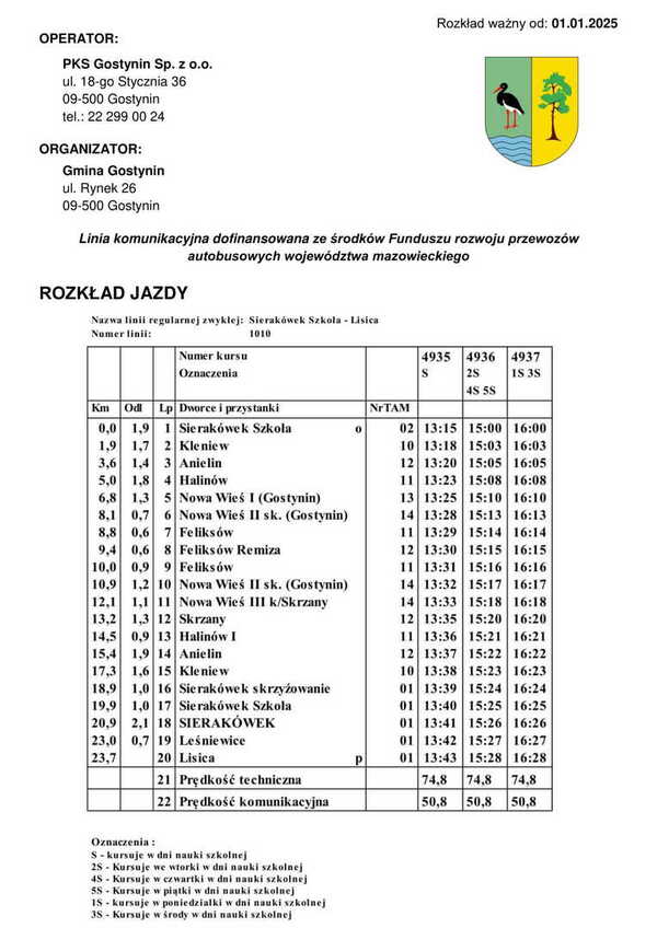 Rozkład jazdy Sierakówek Szkoła - Lisica_1