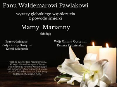 Kondolencje z powodu śmierci mamy Waldemara Pawlaka
