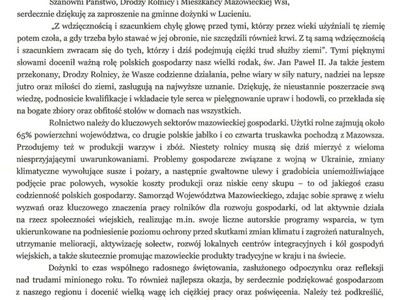 List Gratulacyjny Marszałka Województwa Mazowieckiego