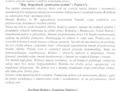 List Gratulacyjny Pani Poseł