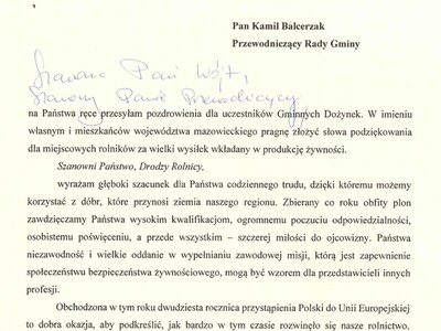 List Gratulacyjny Wojewody Mazowieckiego1