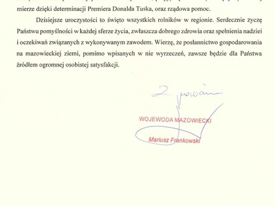 List Gratulacyjny Wojewody Mazowieckiego2