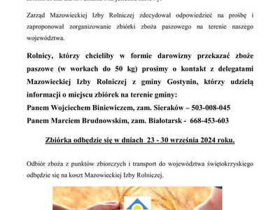 Informacja - zbiórka zboża