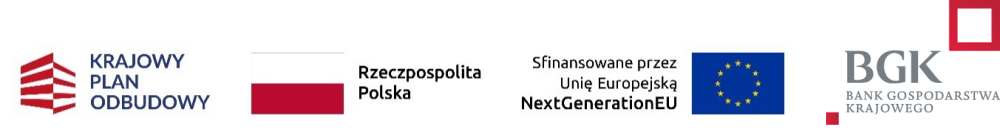 Logotypy Krajowy Plan Odbudowy RP Nect generation Bank Gospodarstwa Krajowego