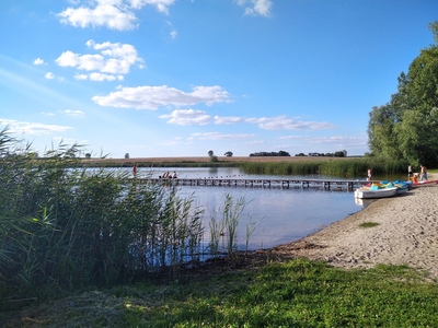 Widok na brzeg kłeckiego kąpieliska