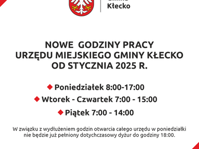 Nowe godziny pracy Urzędu Miejskiego Gminy Kłecko