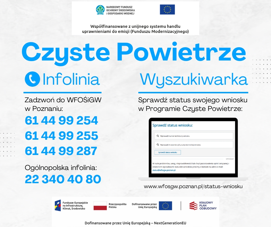 Informacja graficzna odnośnie nowego programu czyste powietrze