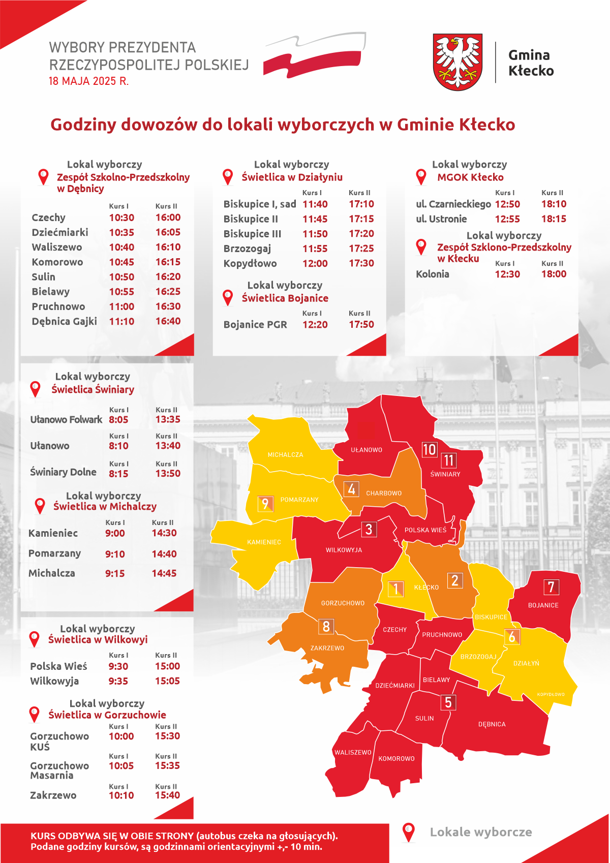 Wybory prezydenckie 2025 - transport do lokali wyborczych