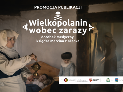 Plakat informacyjny o spotkaniu promocyjnym książki o ks . dr Marcinie z Kłecka 