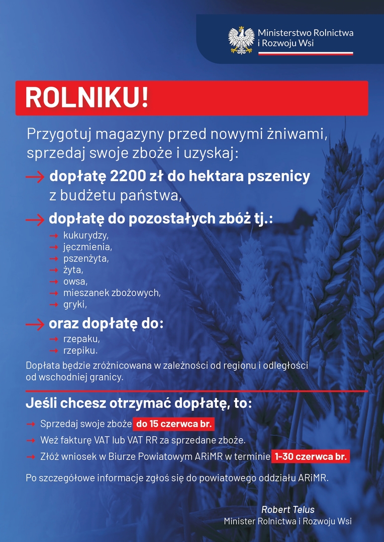 Dopłaty przed zniwami
