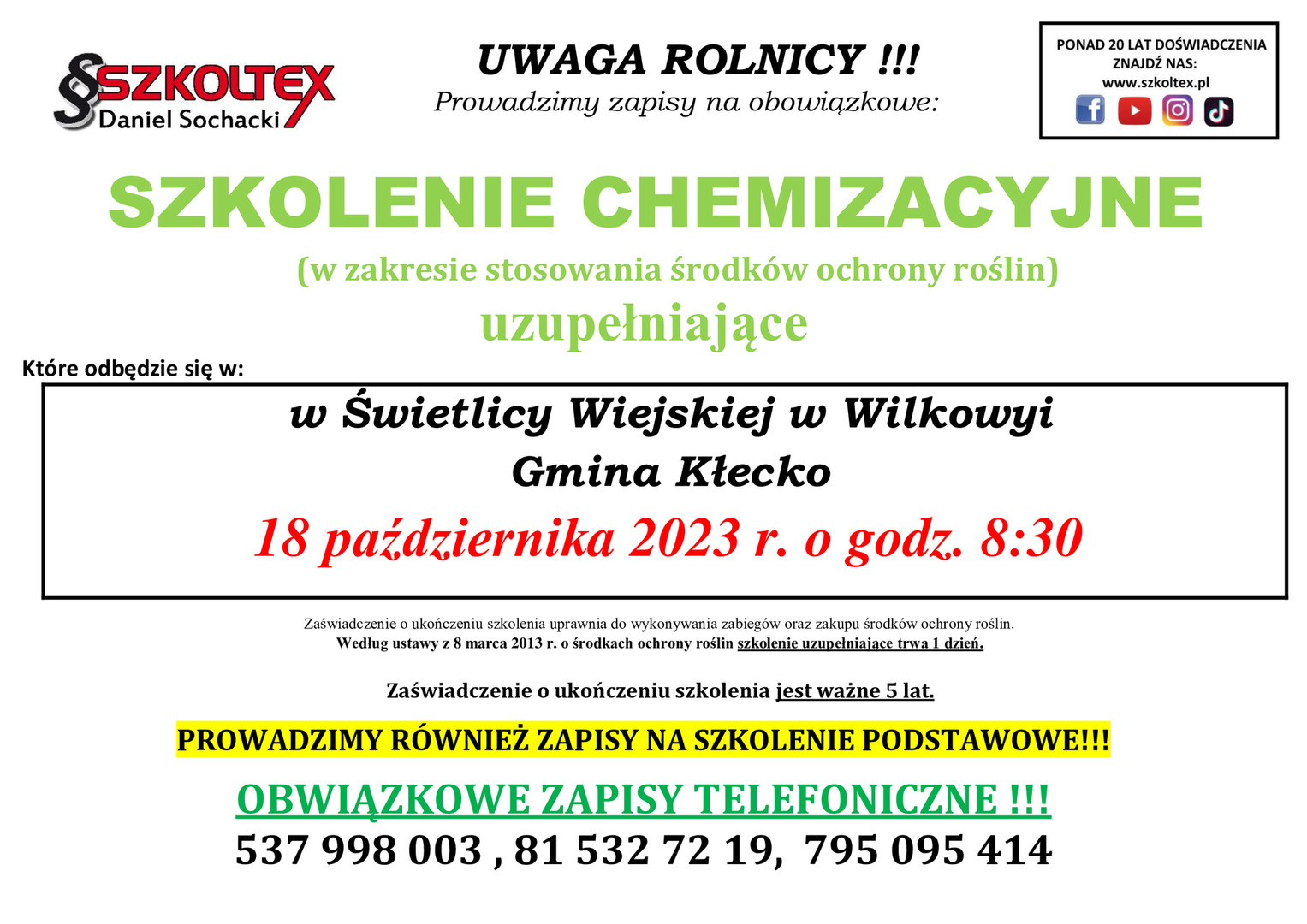 Szkolenie chemizacyjne