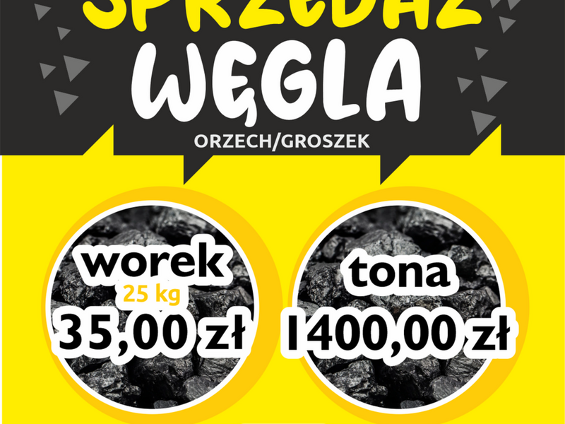 Sprzedaż węgla groszek i orzech- grafika informacyjna