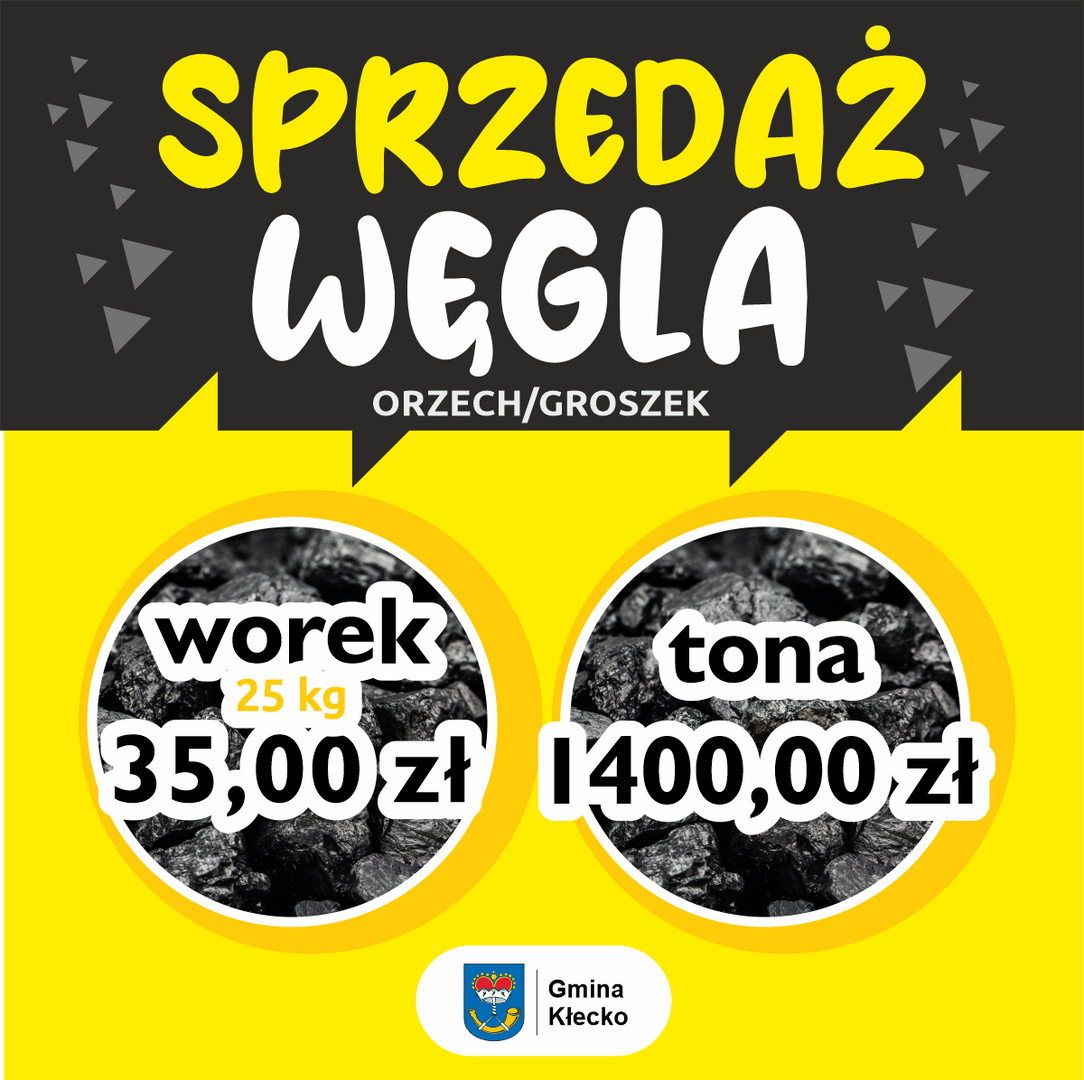 Sprzedaż węgla groszek i orzech- grafika informacyjna