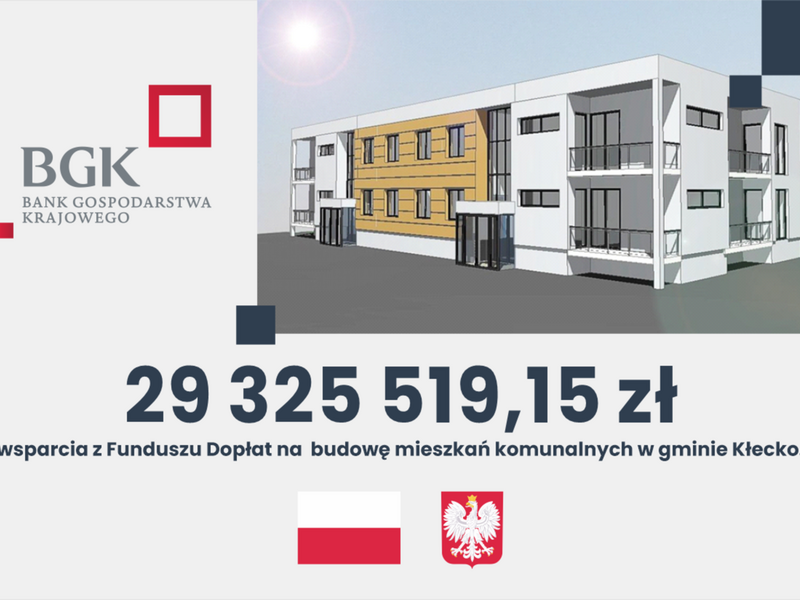 Grafika informująca o dofinansowaniu na mieszkania komunalne