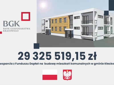 Grafika informująca o dofinansowaniu na mieszkania komunalne