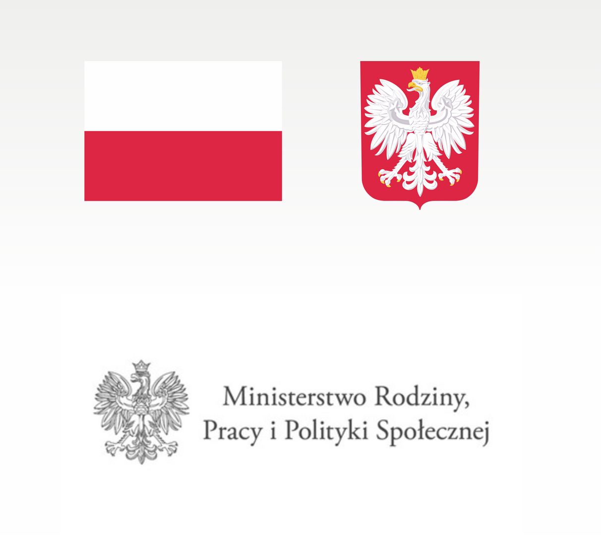 flaga i godło państwowe logo ministerstwo rodziny pracy i polityki społecznej