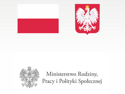 flaga i godło państwowe logo ministerstwo rodziny pracy i polityki społecznej