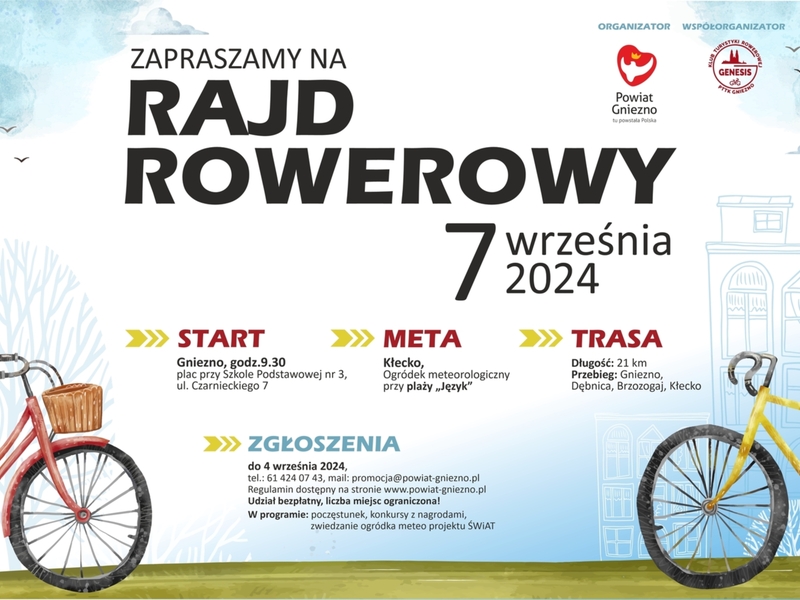 Plakat Rajd Rowerowy Powiat Gniezno