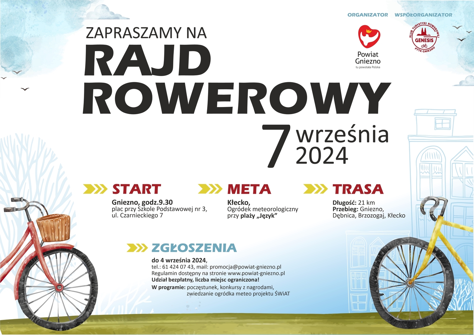 Plakat Rajd Rowerowy Powiat Gniezno