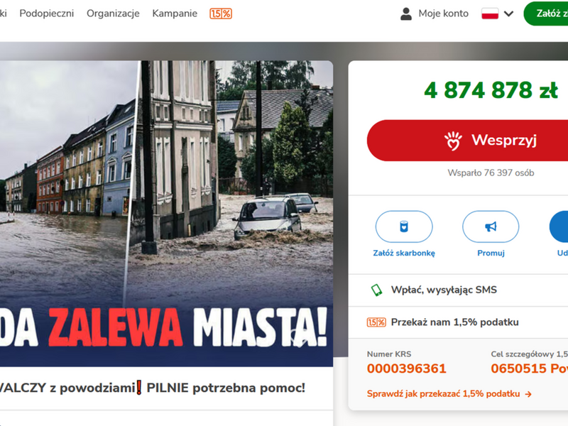 SIĘ POMAGA DLA OSÓB DOTKNIĘTYCH POWODZIĄ