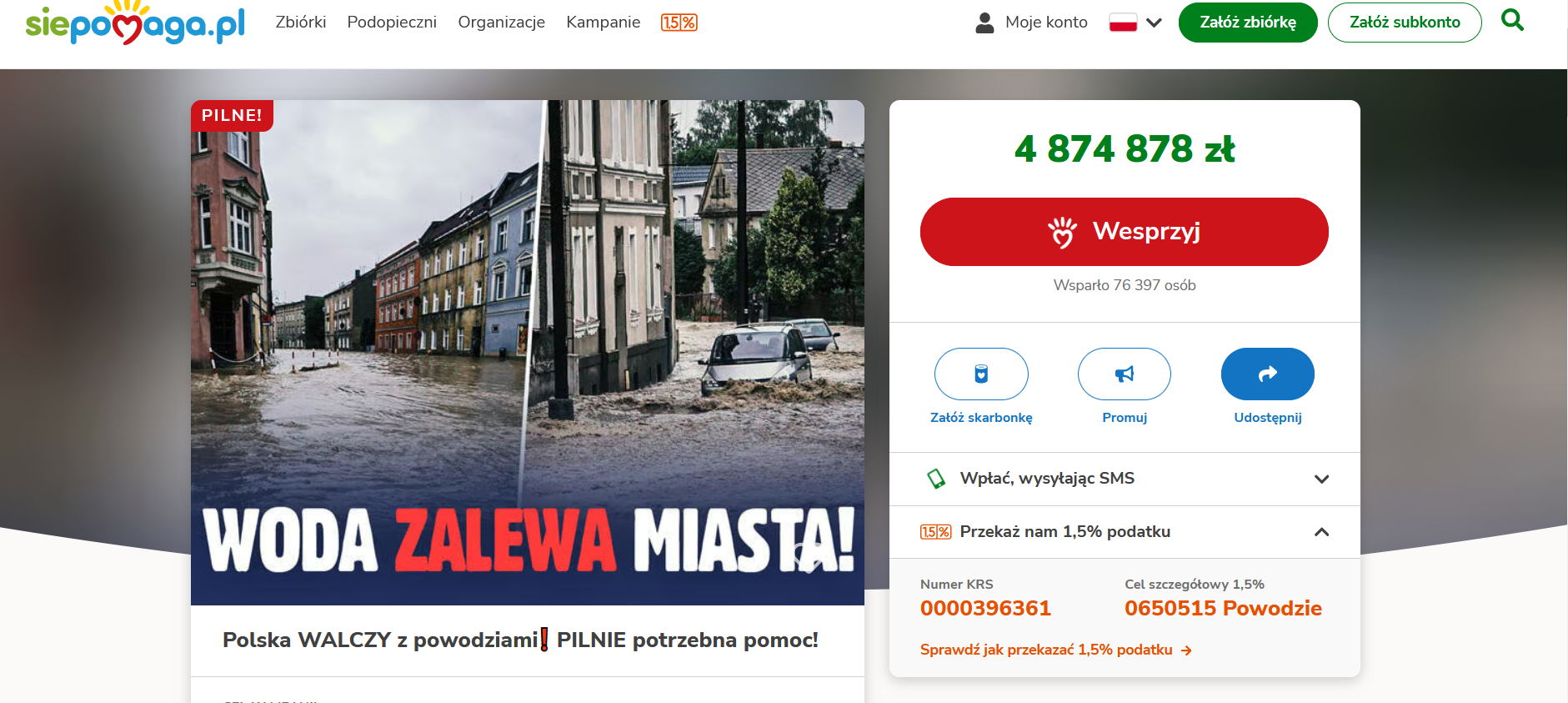 SIĘ POMAGA DLA OSÓB DOTKNIĘTYCH POWODZIĄ