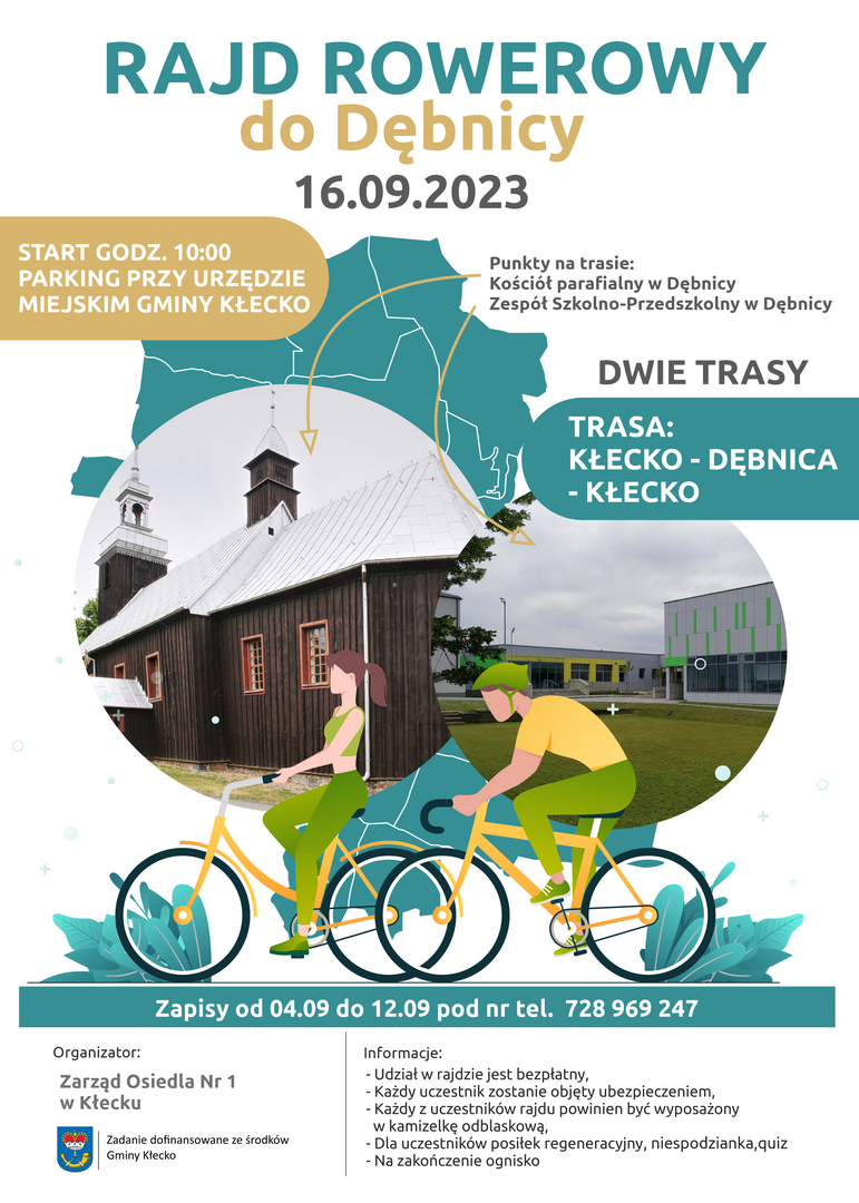 Plakat promujący rajd rowerowy do Debnicy