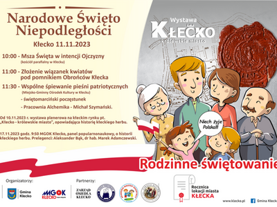 Plakat informujący o obchodach 11 listopada w Gminie Kłecko