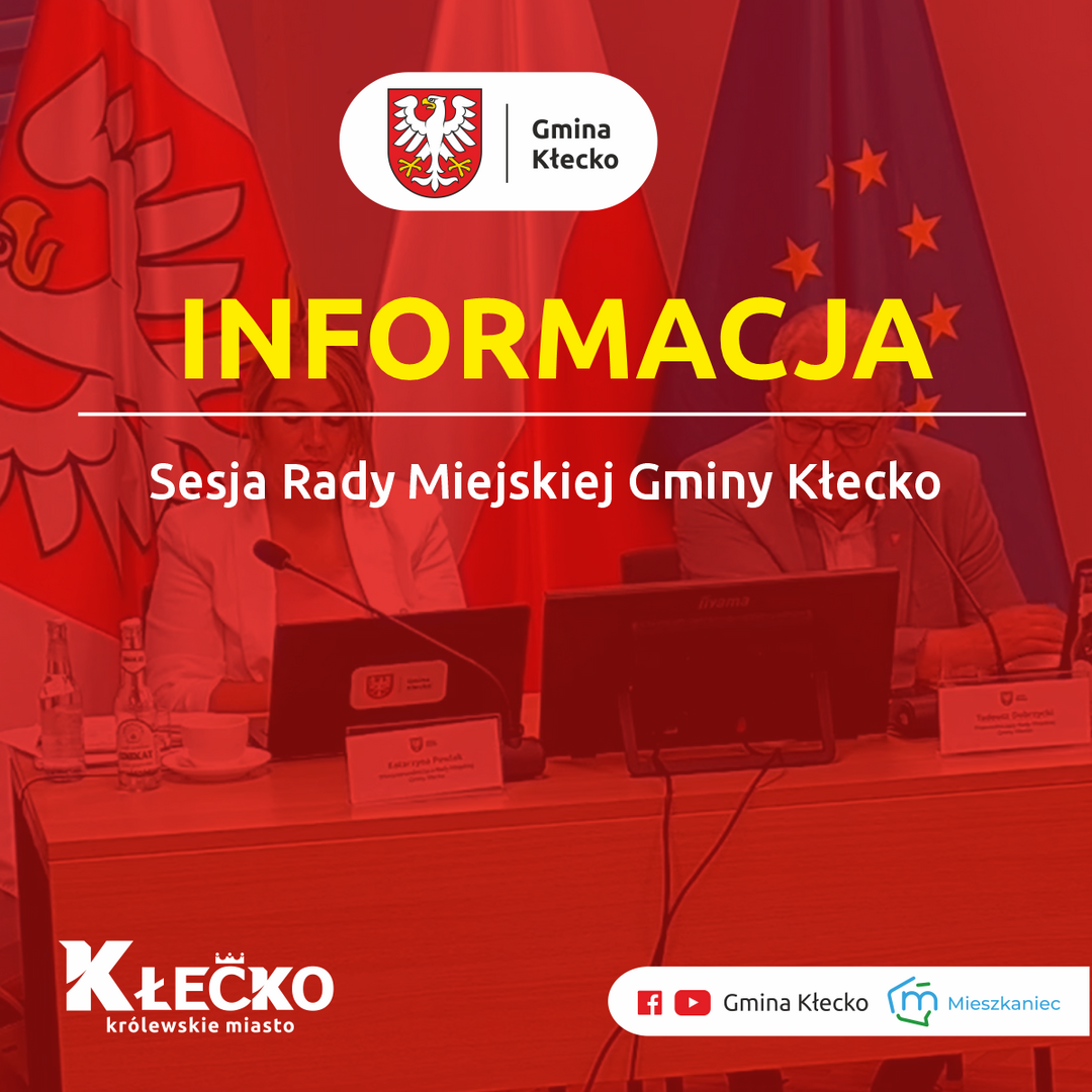 Sesja Rady Miejskiej Gminy Kłecko grafika informacyjna
