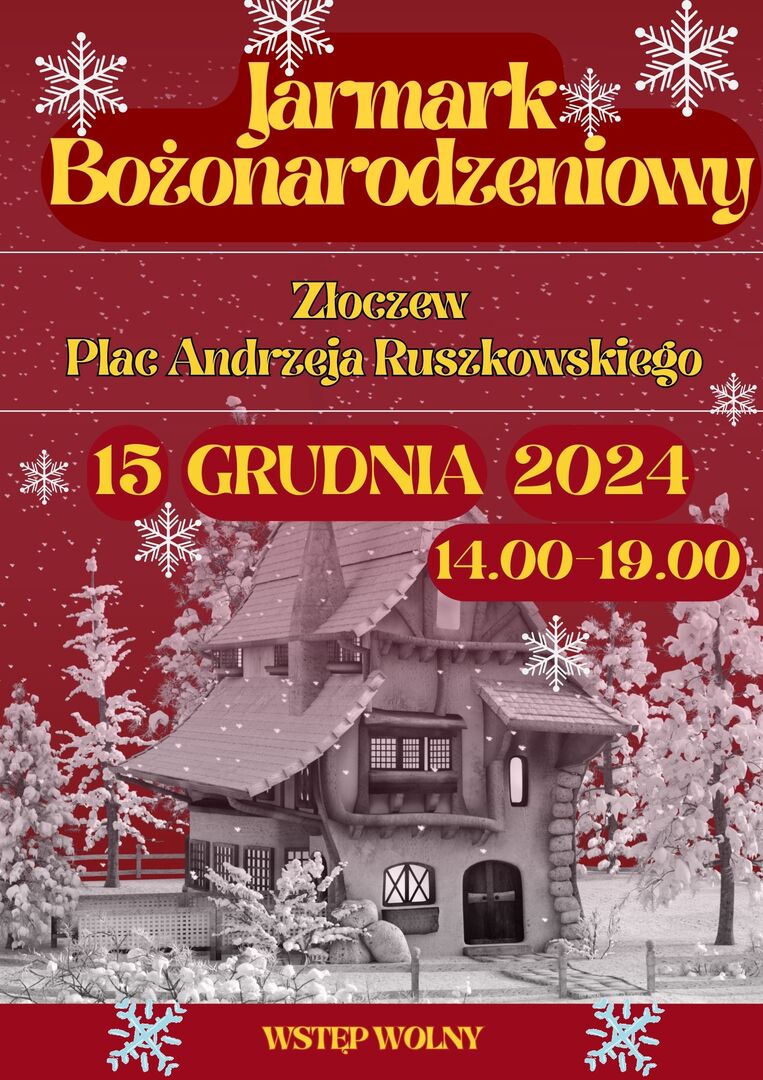 plakat jarmark Bożonarodzeniowy Złoczew 2024