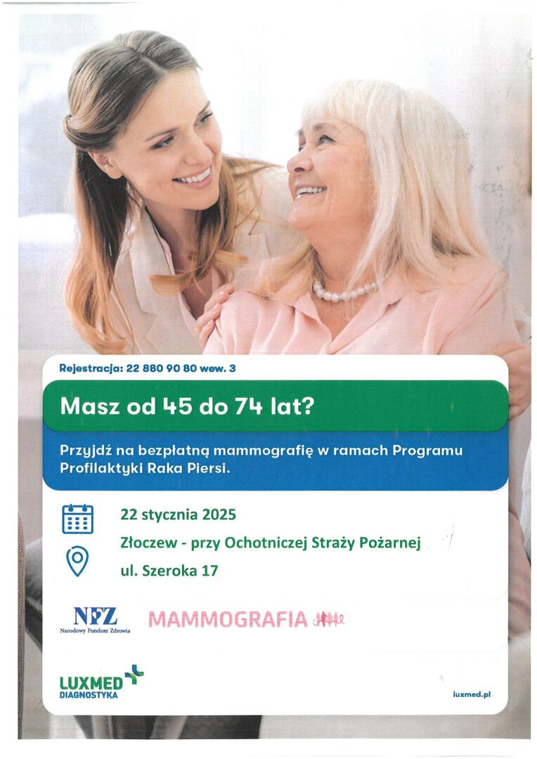Plakat badanie mammograficzne 
