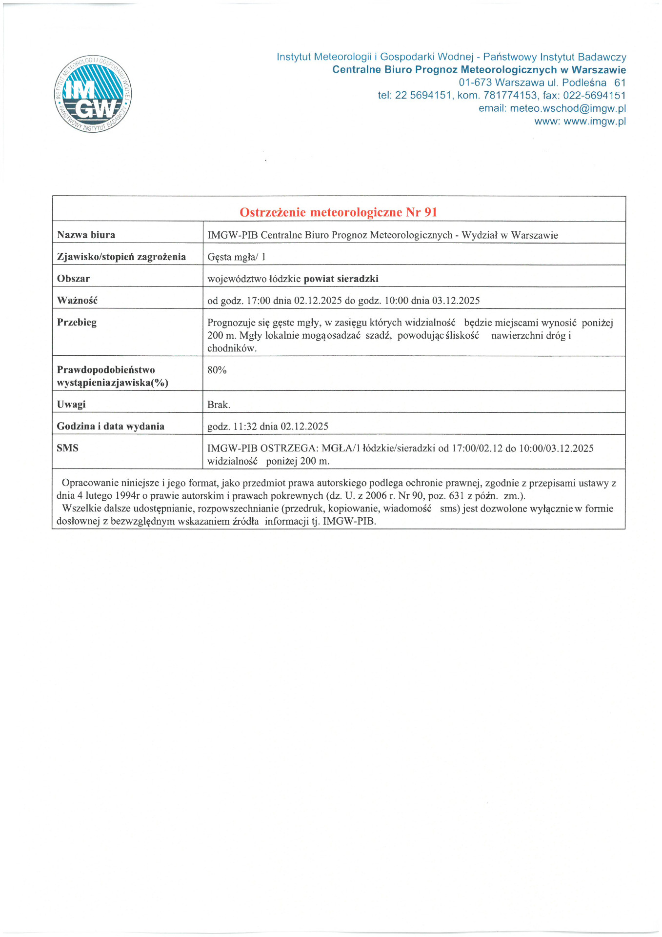 Ostrzeżenie meteorologiczne