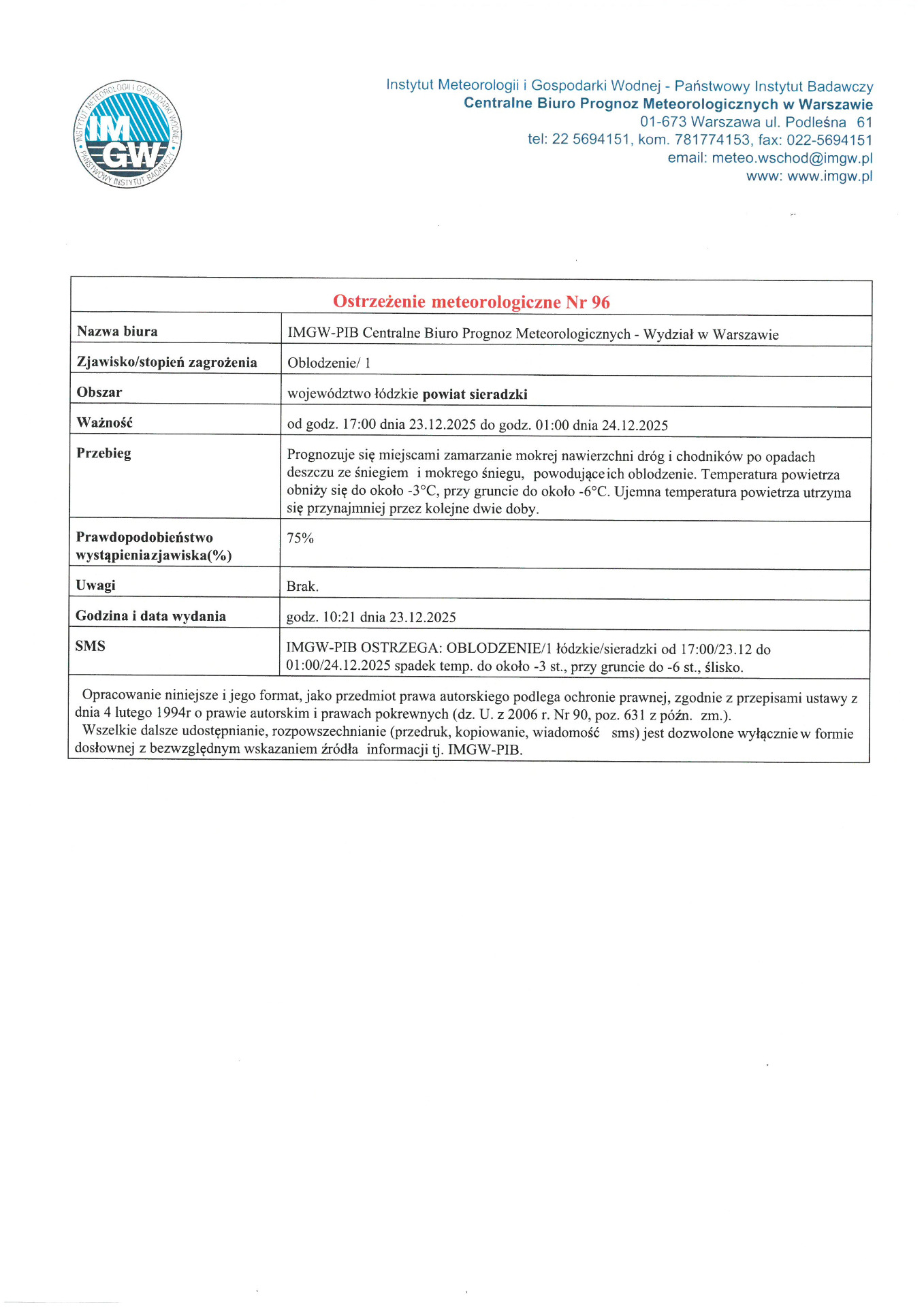 Ostrzeżenie meteorologiczne