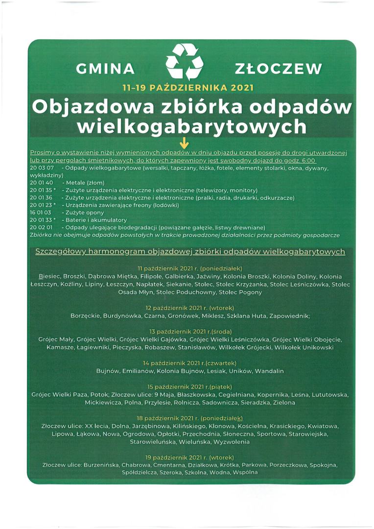 Objazdowa zbiórka odpadówwielkogabarytowych