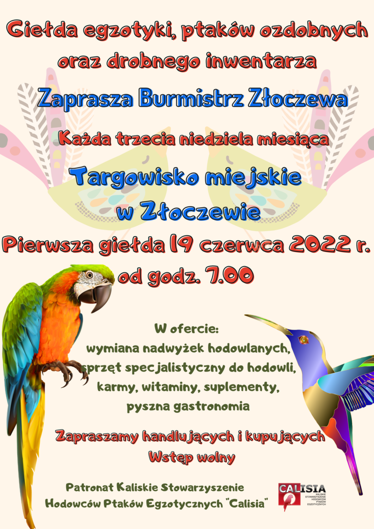 Giełda ptaki egzotyczne Złoczew