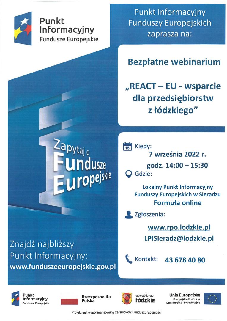 REACT – EU - wsparcie dla przedsiębiorstw z łódzkiego