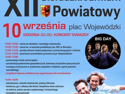 Plakat z  programem XII Sieradzki Jarmark Powiatowy