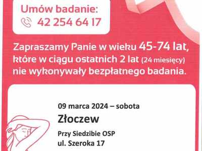 Bezpłatna mammografia plakat
