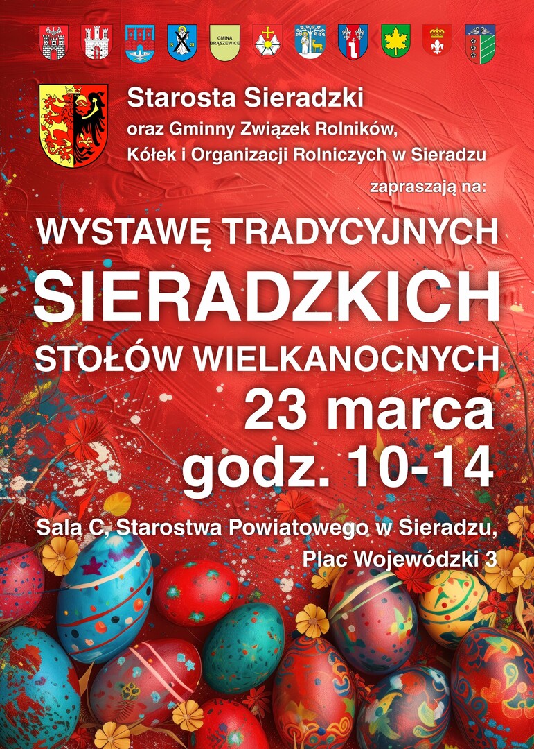 Plakat wystawa tradycyjnych stołów wielkanocnych.