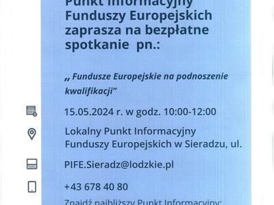 Plakat Fundusze Europejskie na podnoszenie kwalifikacji