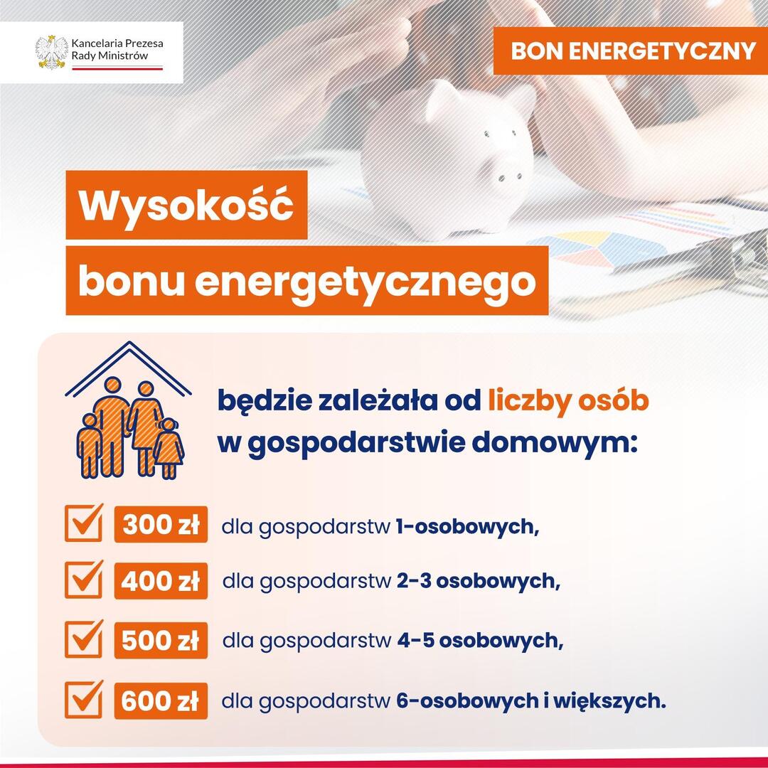 Bon energetyczny- jednorazowe świadczenie pieniężne.