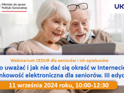 Grafika - Urząd KNF - webinarium CEDUR dla seniorów i ich opiekunów - 11 września 2024 roku