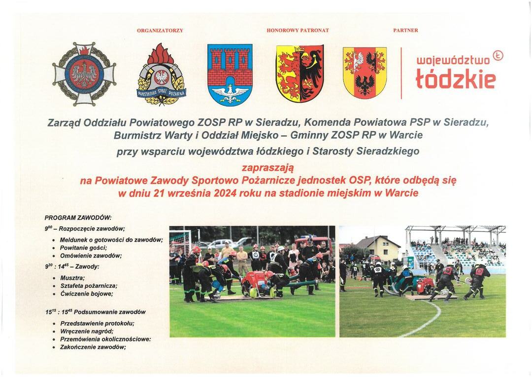 plakat Powiatowe Zawody Sportowo Pożarnicze
