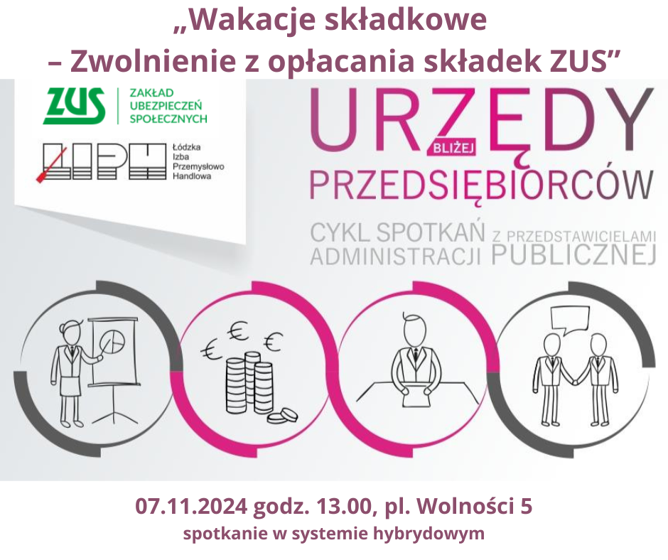 Plakat wakacje składkowe – Zwolnienie z opłacania składek ZUS