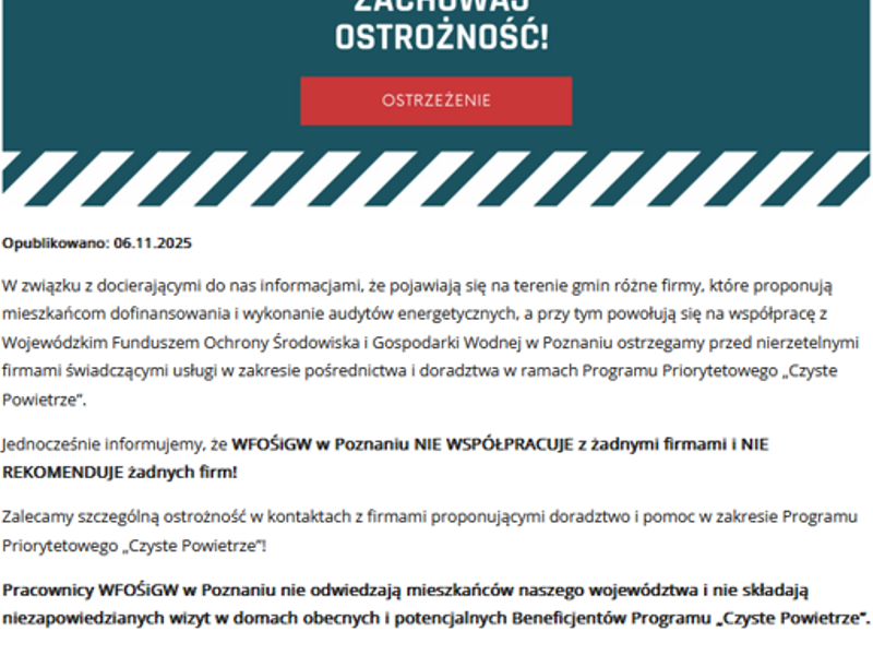 ostrzeżenie wfosigw poznna