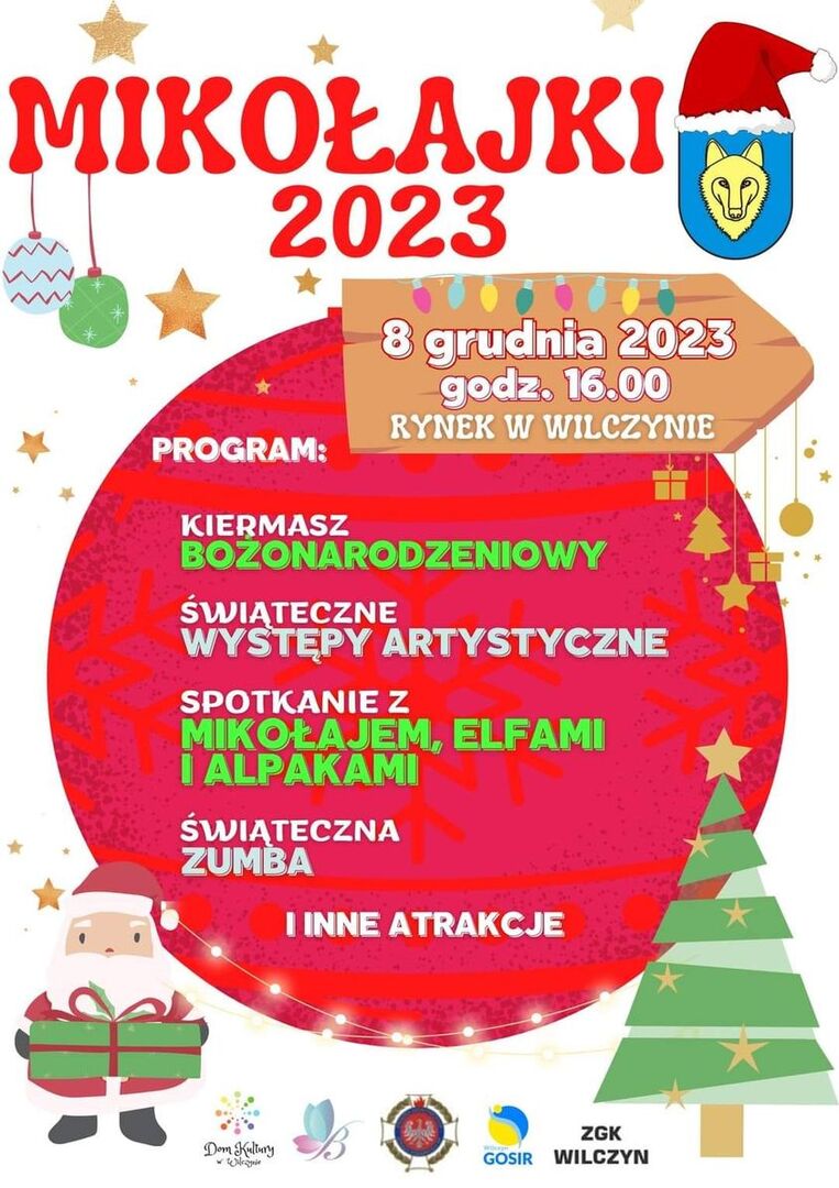 MIKOŁAJKI 2023 - 8 grudnia 2023 r., godz. 16.00 - RYNEK W WILCZYNIE